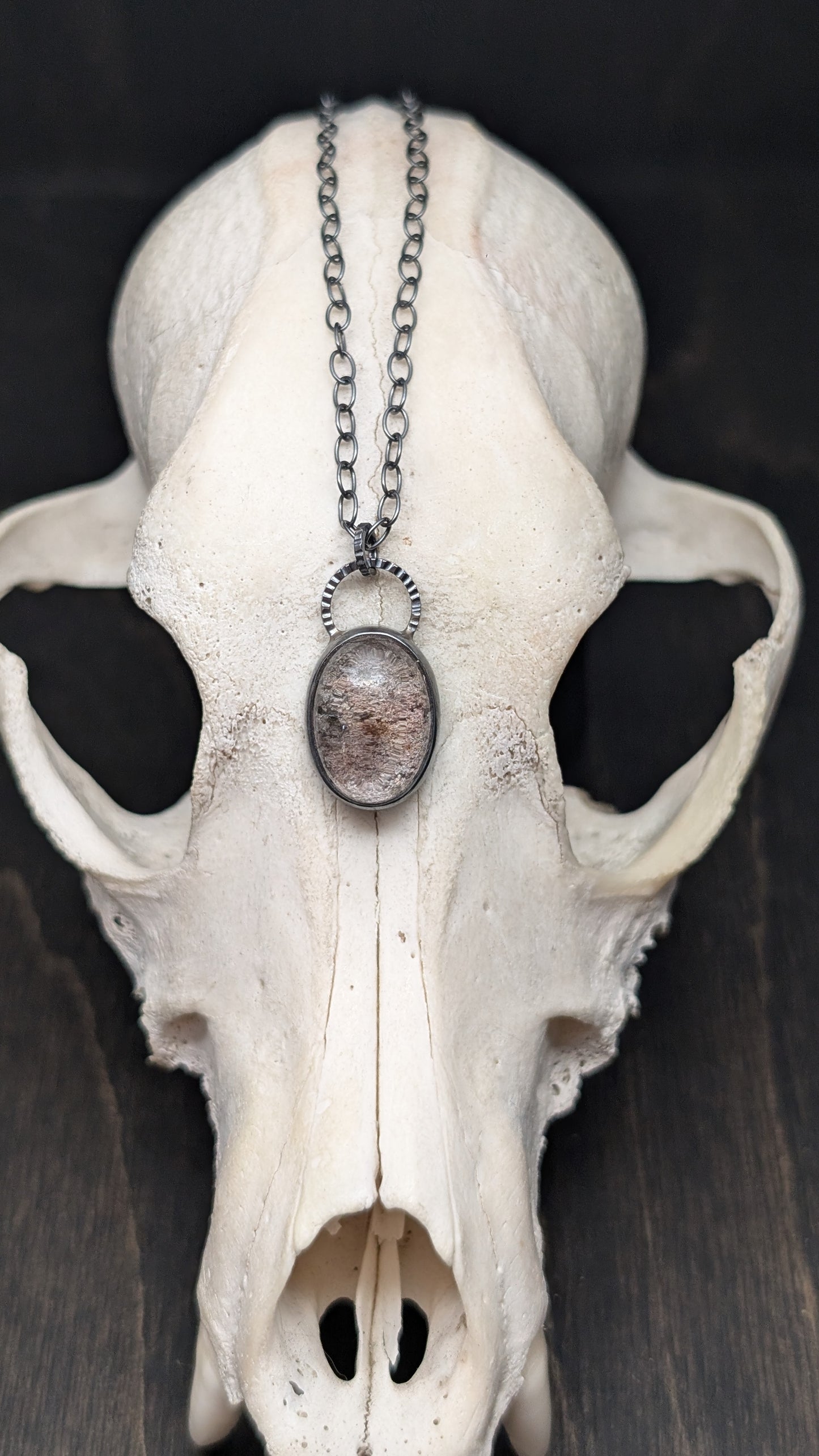 Lodalite Garden Quartz Textured Sterling Silver Necklace