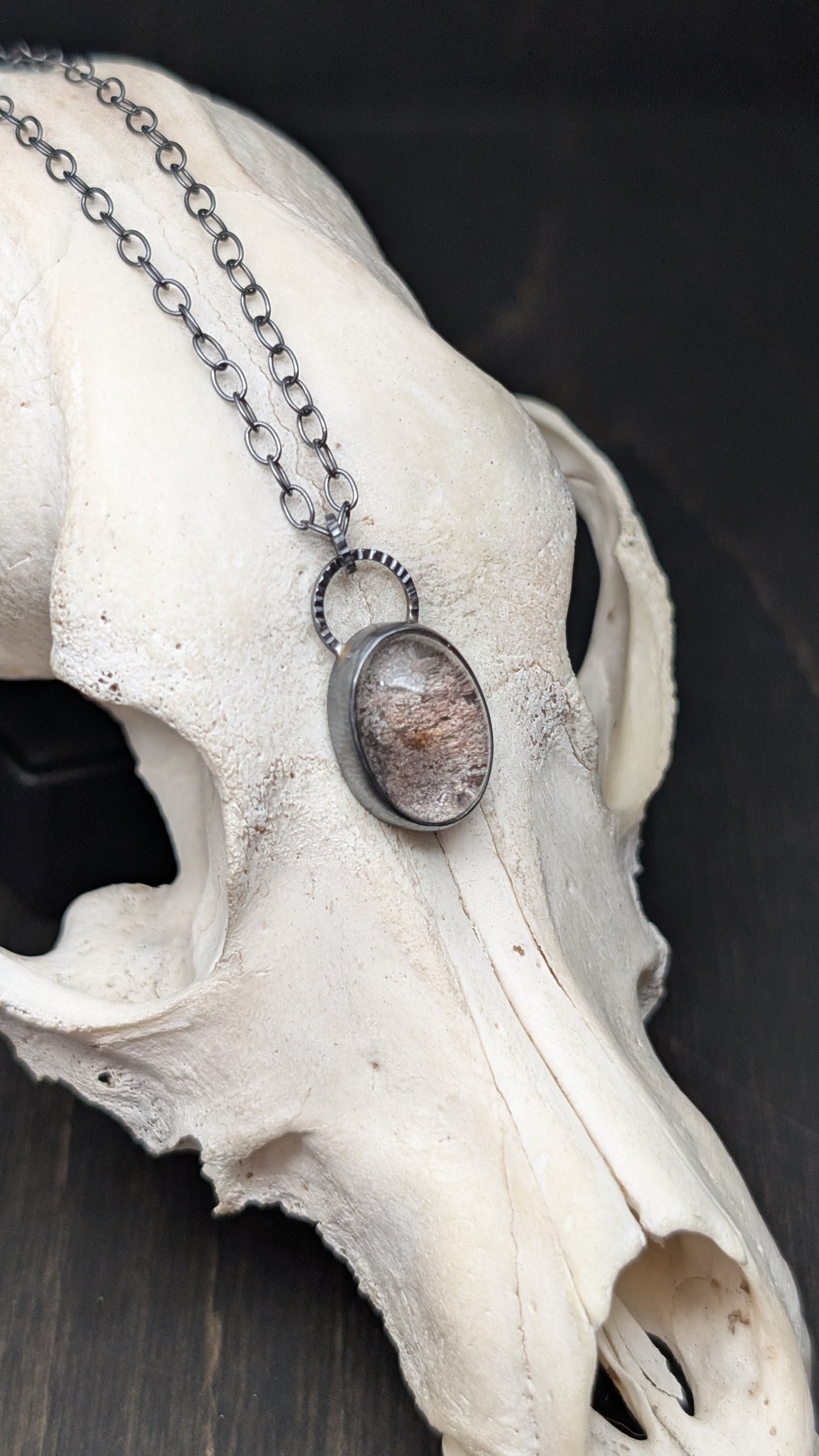 Lodalite Garden Quartz Textured Sterling Silver Necklace