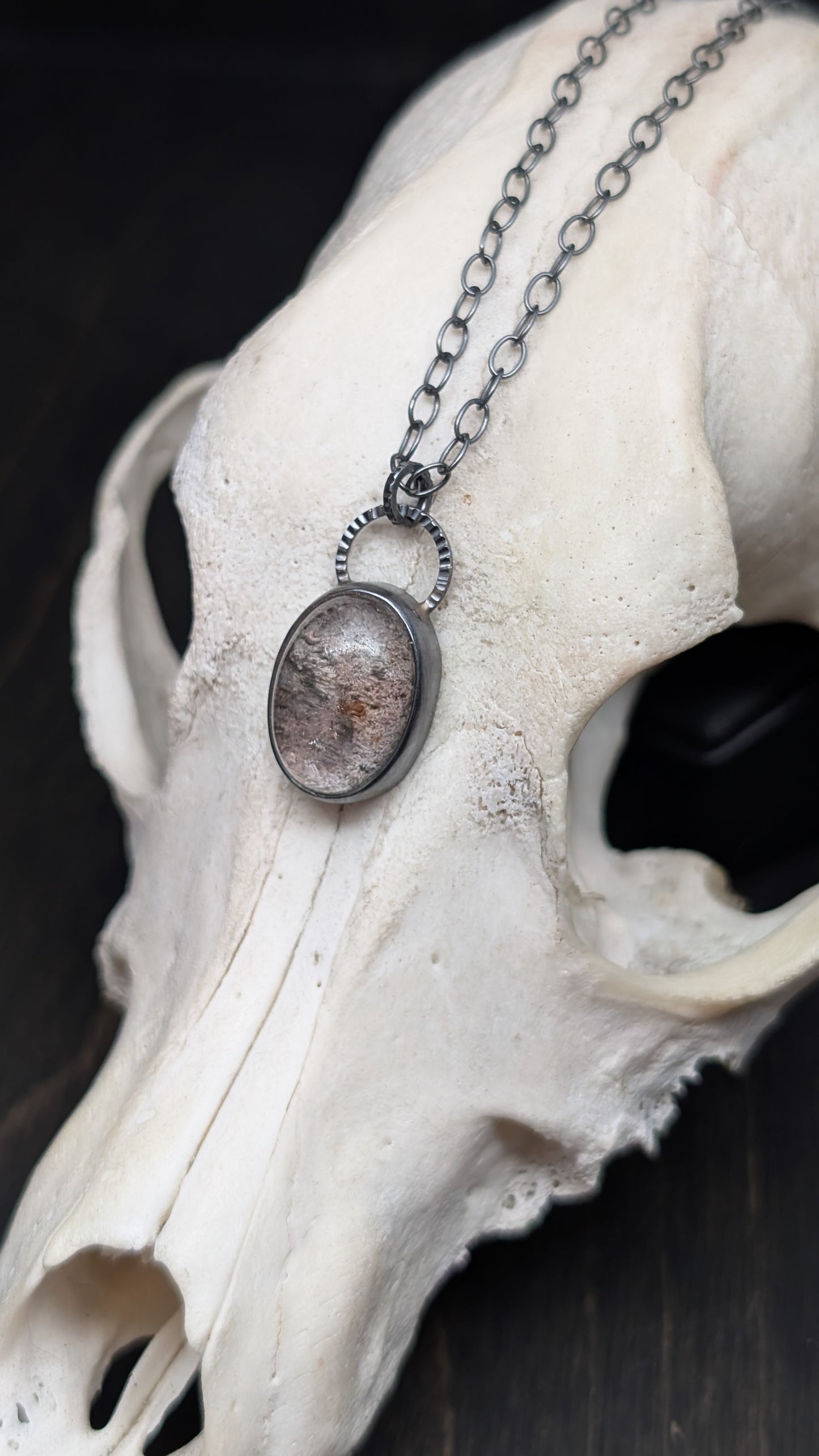 Lodalite Garden Quartz Textured Sterling Silver Necklace