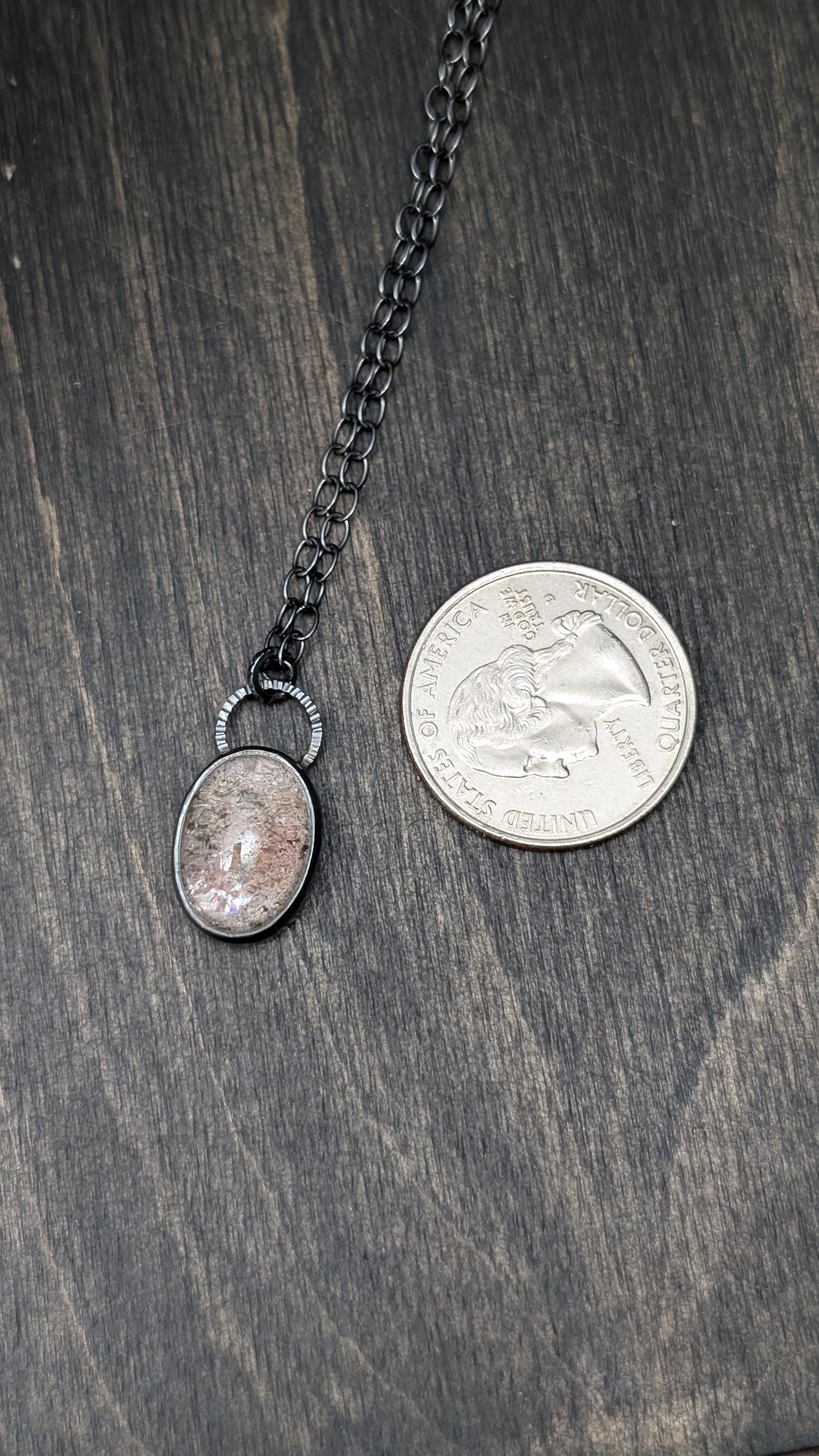 Lodalite Garden Quartz Textured Sterling Silver Necklace