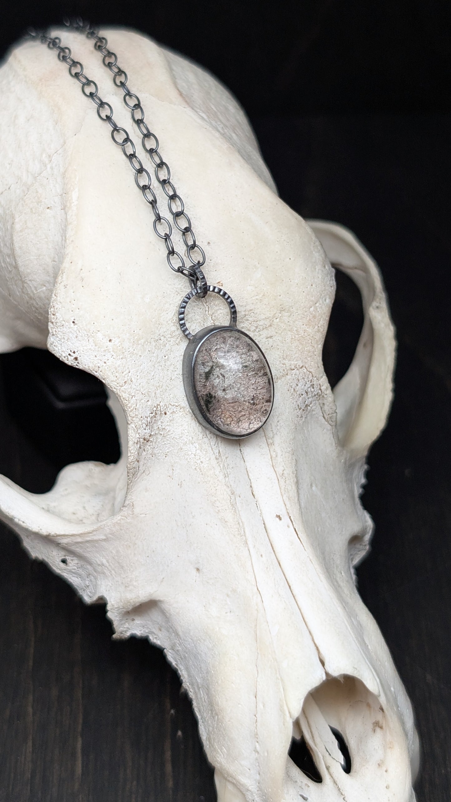 Lodalite Garden Quartz Textured Sterling Silver Necklace