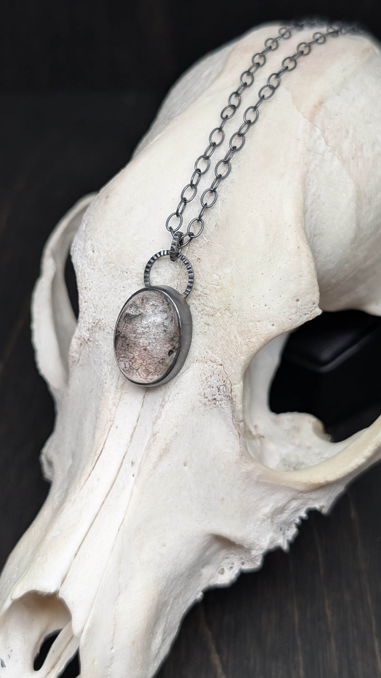 Lodalite Garden Quartz Textured Sterling Silver Necklace
