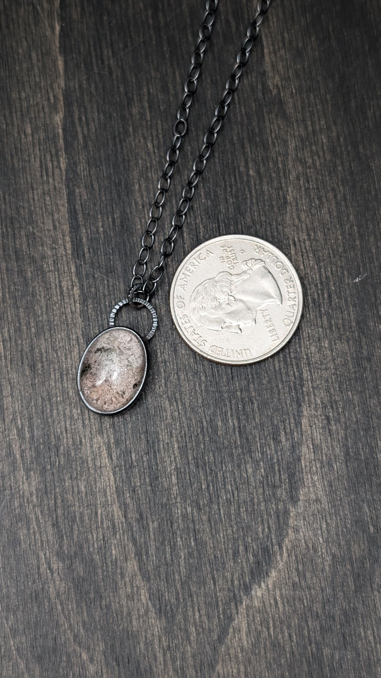 Lodalite Garden Quartz Textured Sterling Silver Necklace