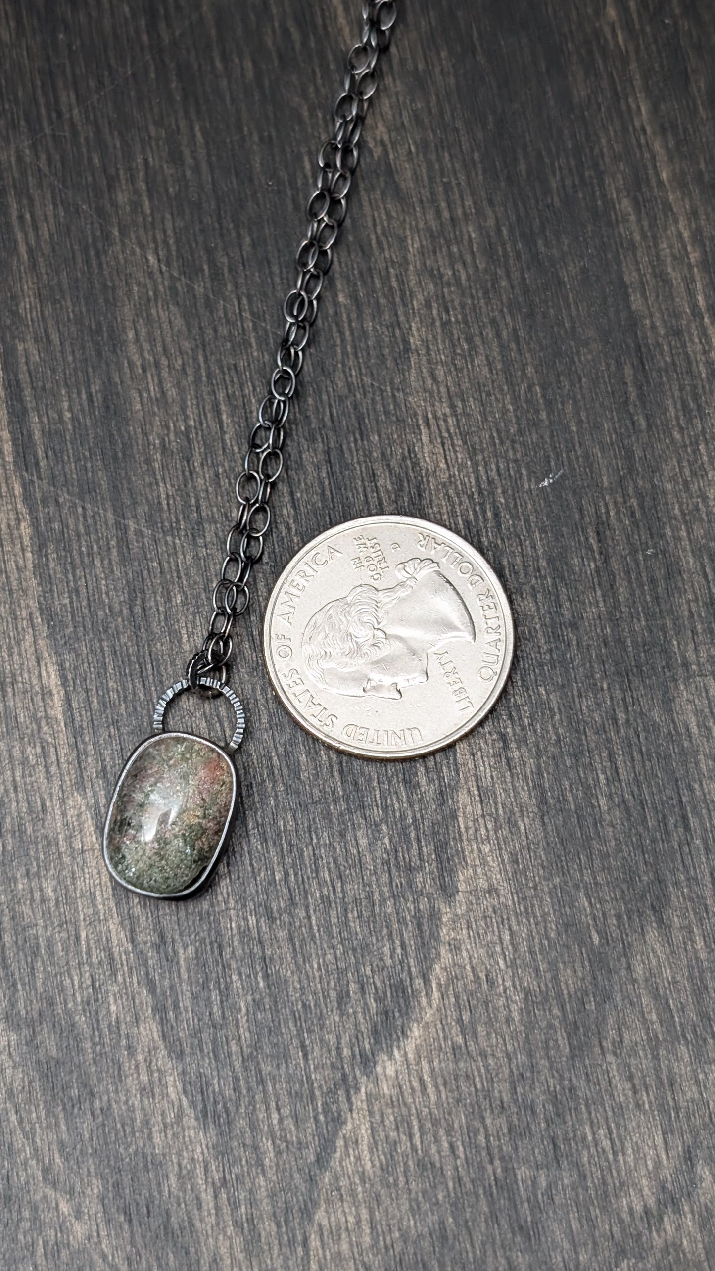 Lodalite Garden Quartz Textured Sterling Silver Necklace
