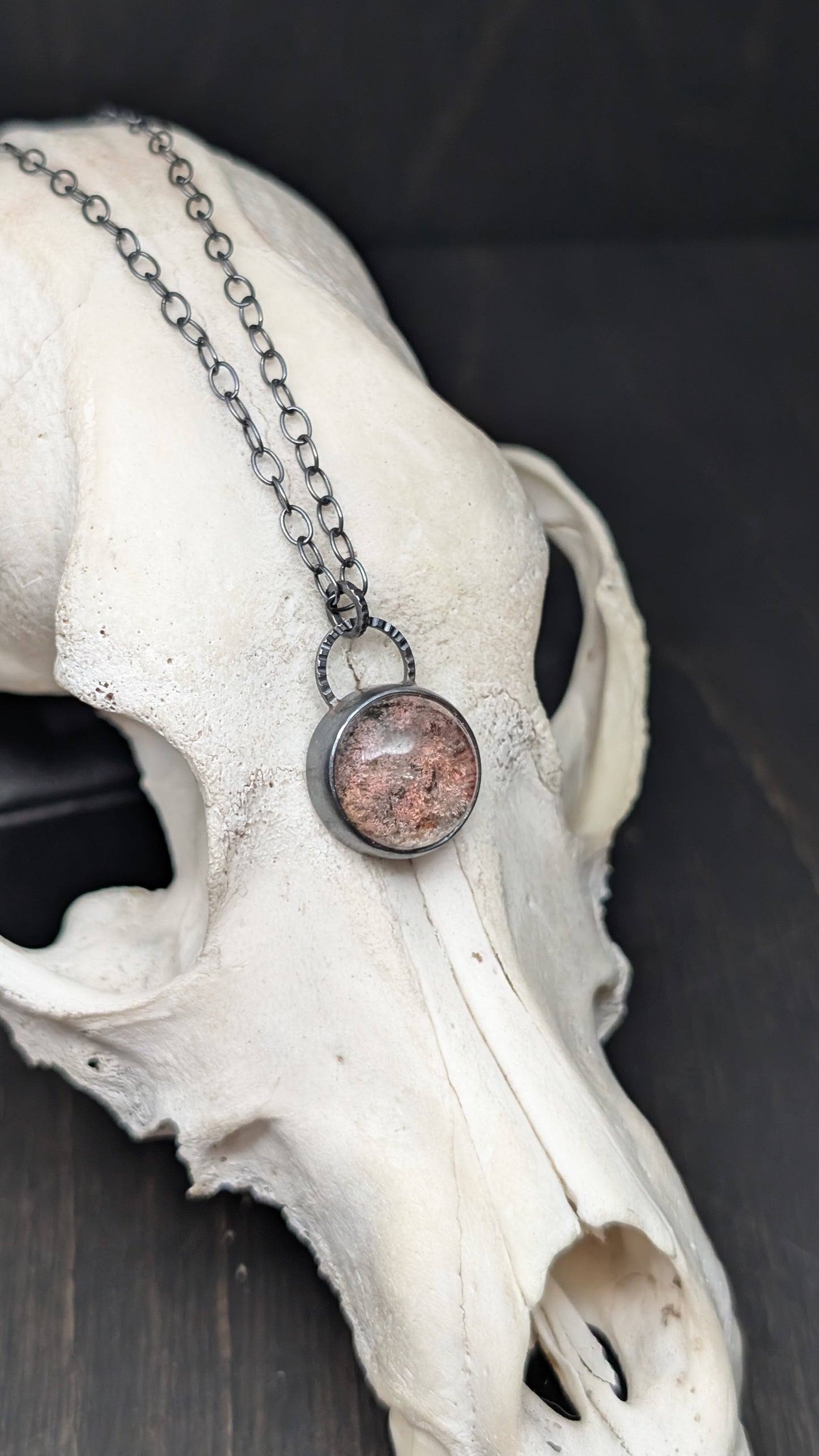 Lodalite Garden Quartz Textured Sterling Silver Necklace