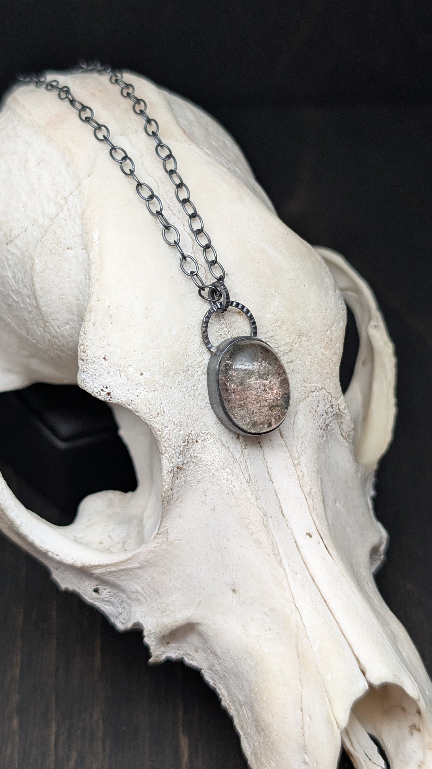 Lodalite Garden Quartz Textured Sterling Silver Necklace