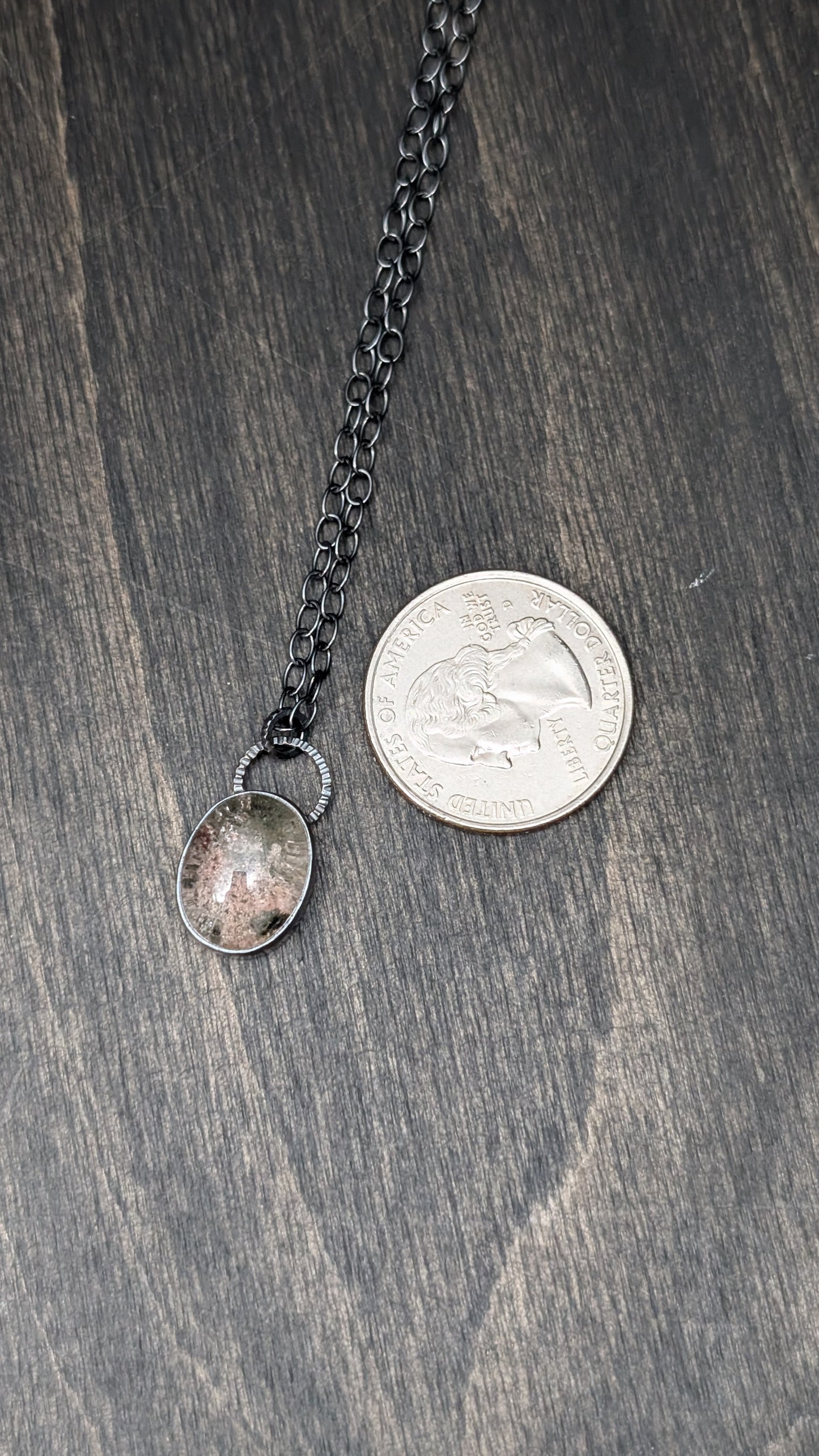 Lodalite Garden Quartz Textured Sterling Silver Necklace