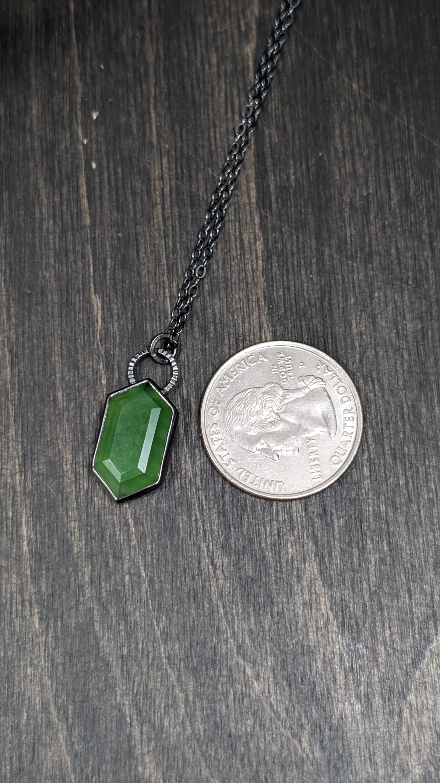 Serpentine Short Tablet Textured Sterling Silver Necklace