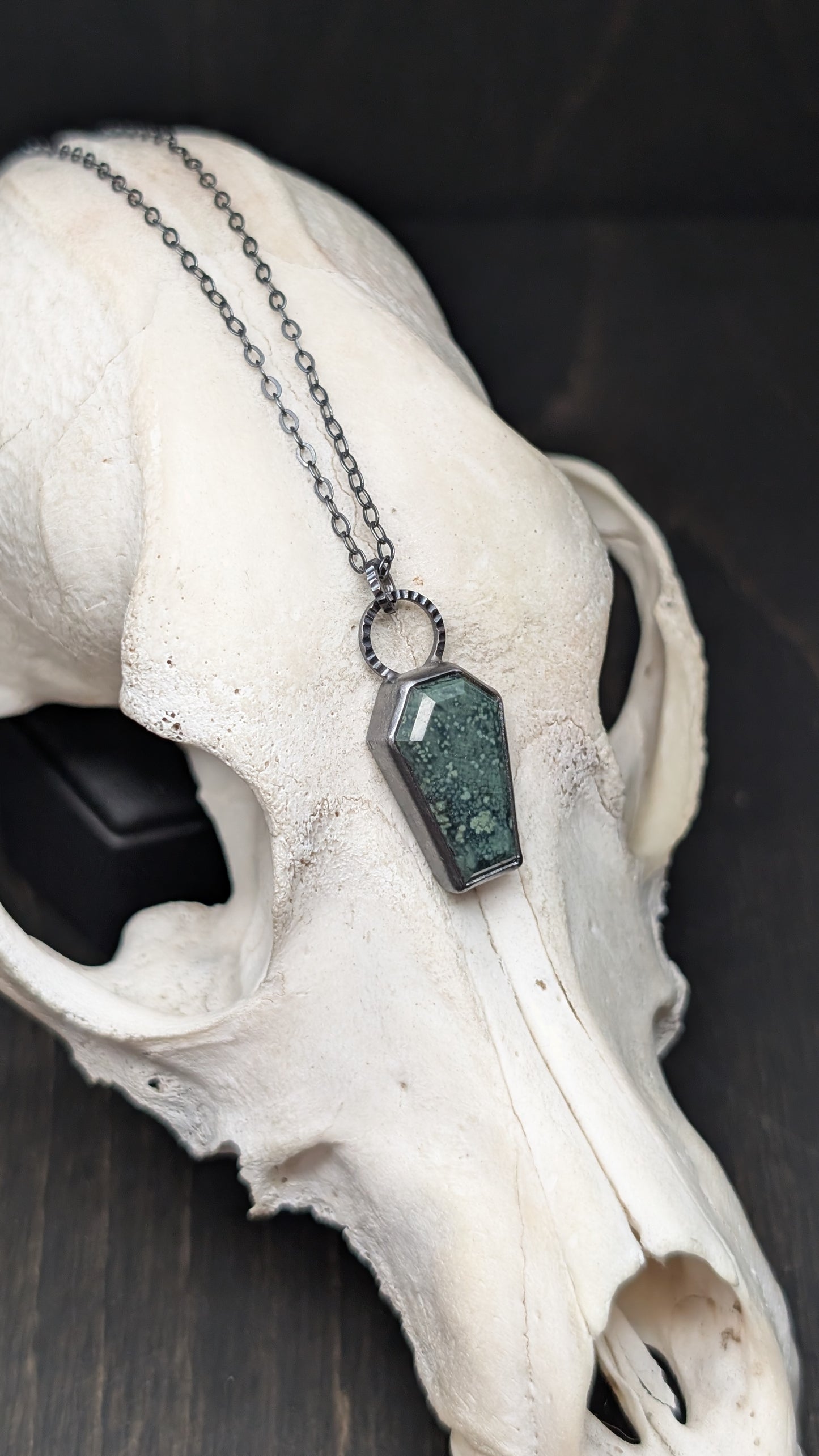 Ocean Jasper Coffin Textured Sterling Silver Necklace