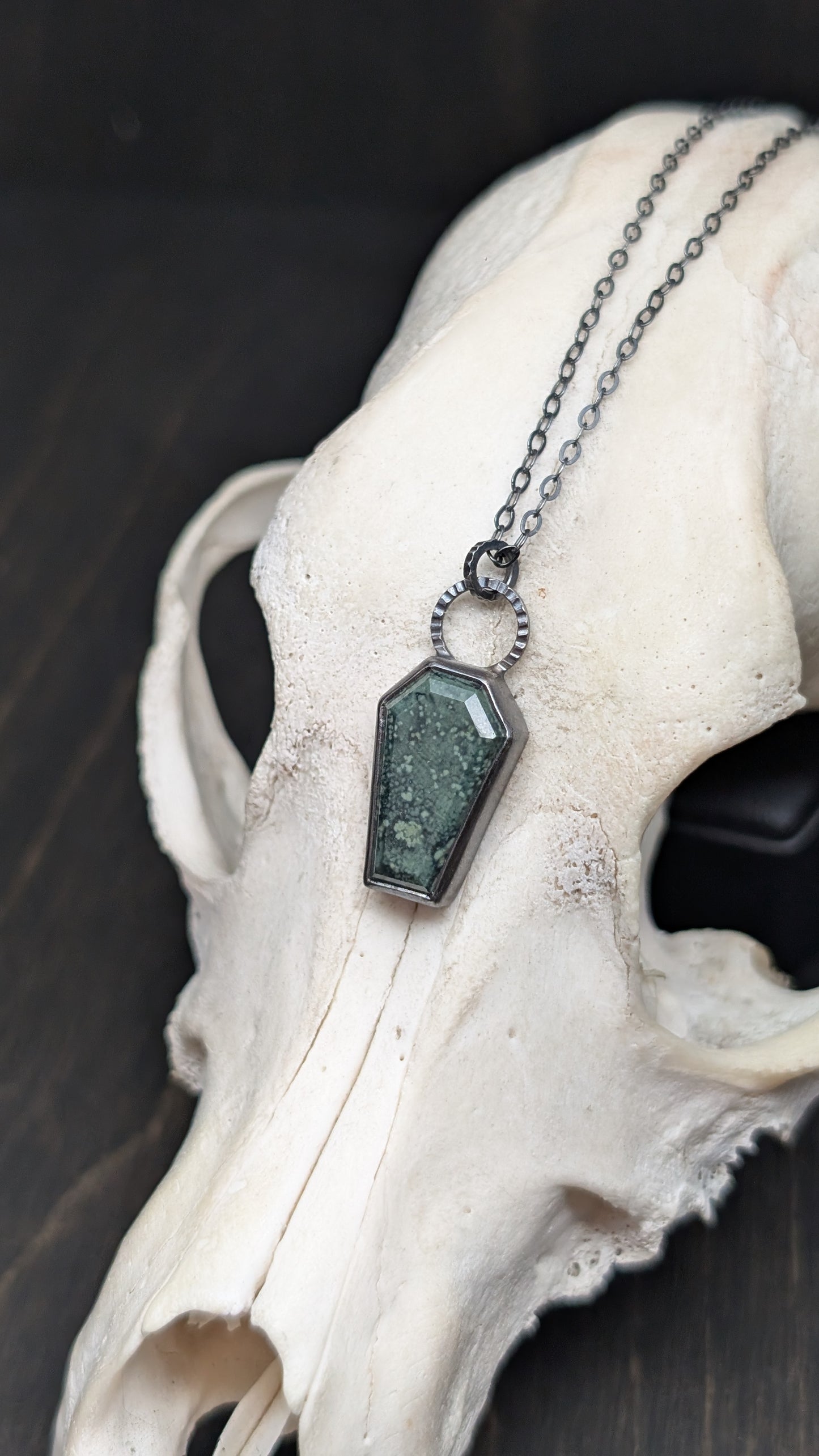 Ocean Jasper Coffin Textured Sterling Silver Necklace
