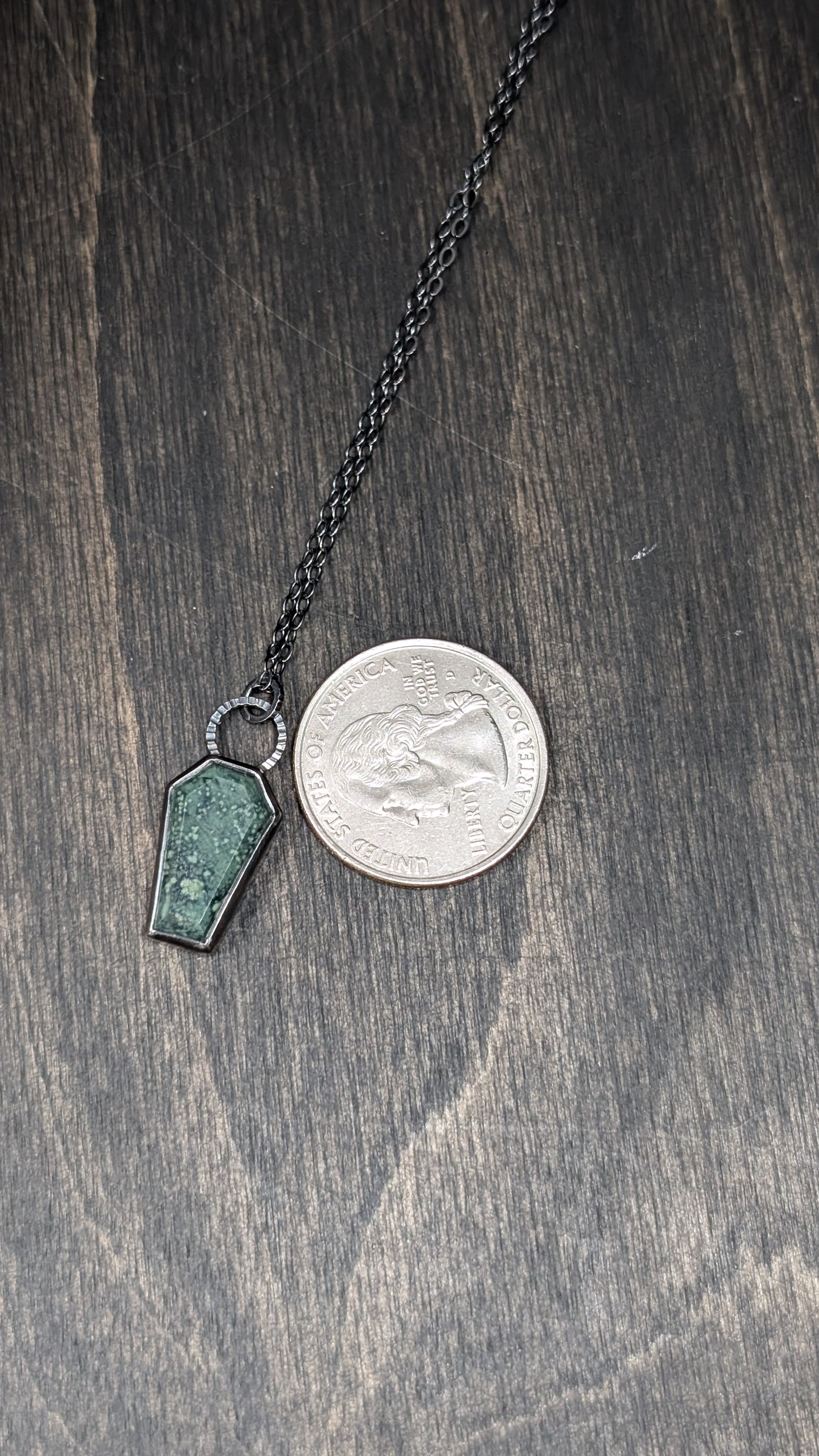 Ocean Jasper Coffin Textured Sterling Silver Necklace