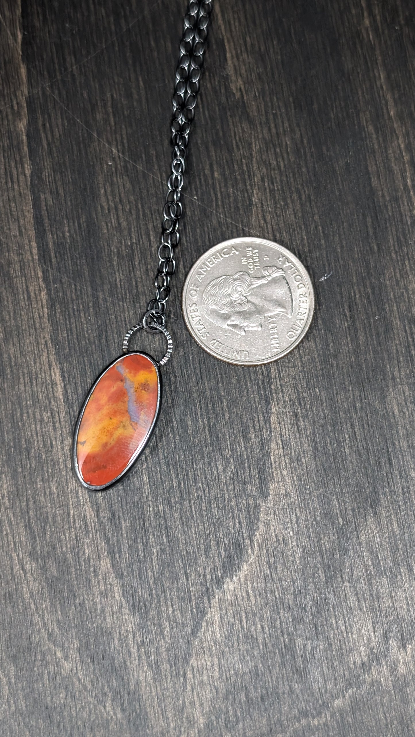 Bloodstone Textured Sterling Silver Necklace