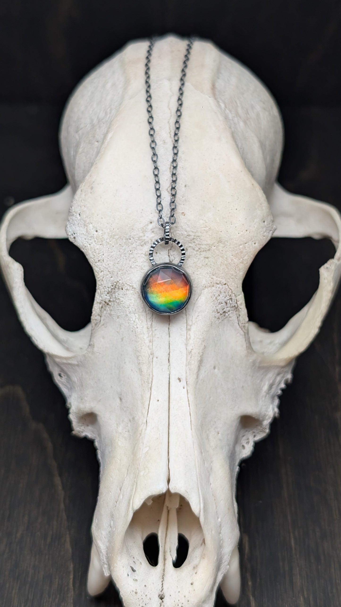 Aurora "Opal" Round Textured Sterling Silver Necklace