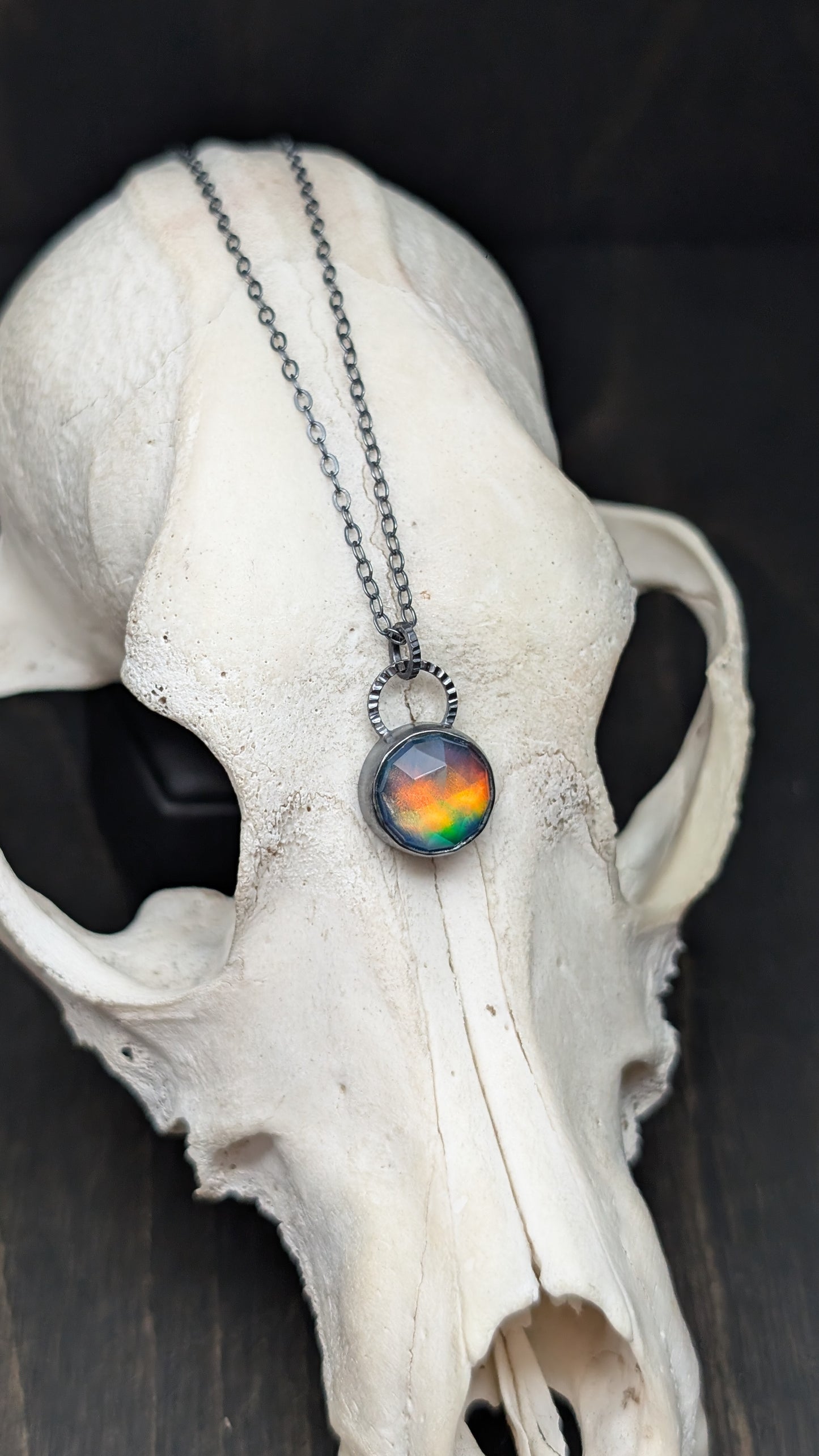 Aurora "Opal" Round Textured Sterling Silver Necklace
