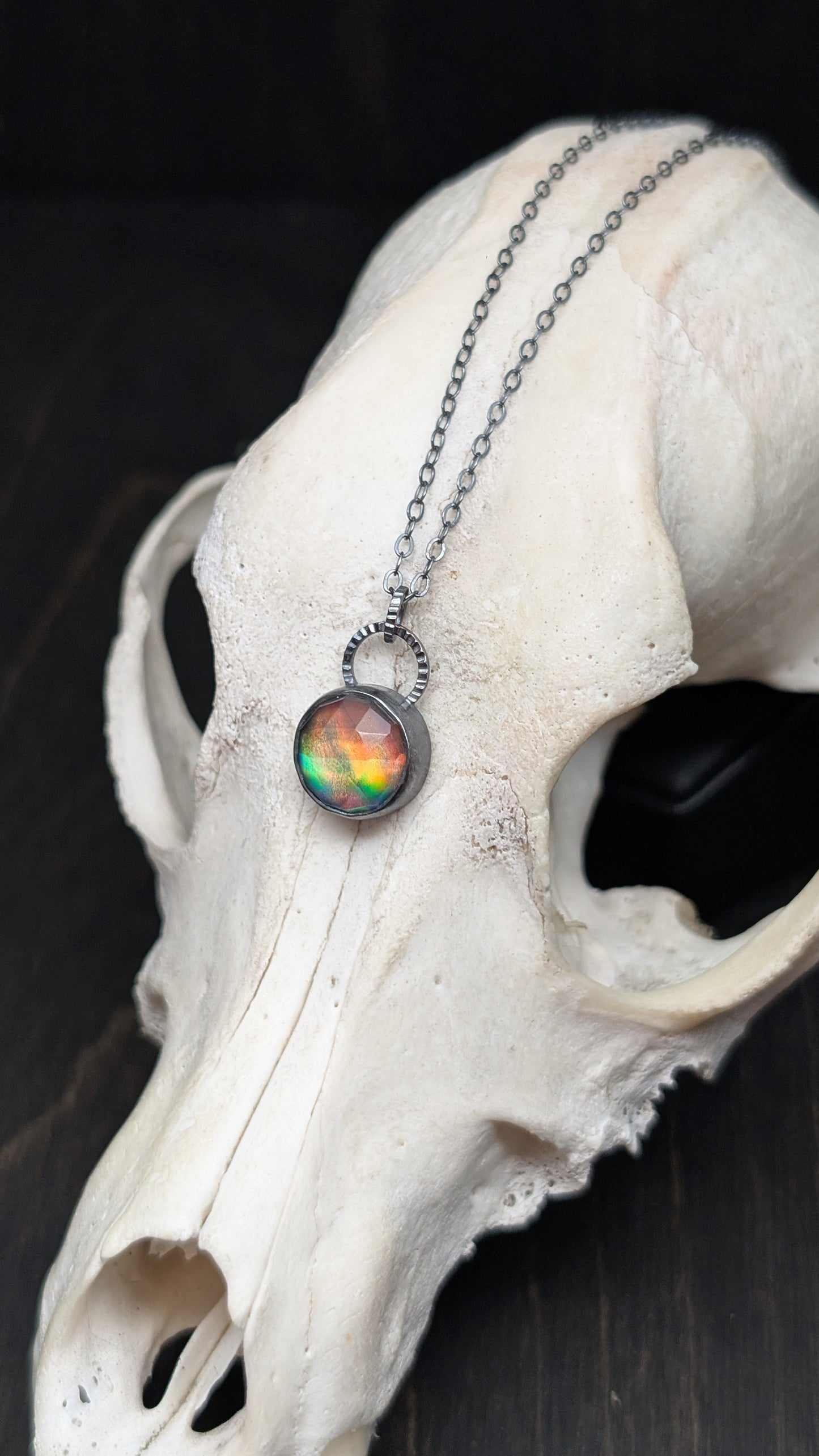 Aurora "Opal" Round Textured Sterling Silver Necklace