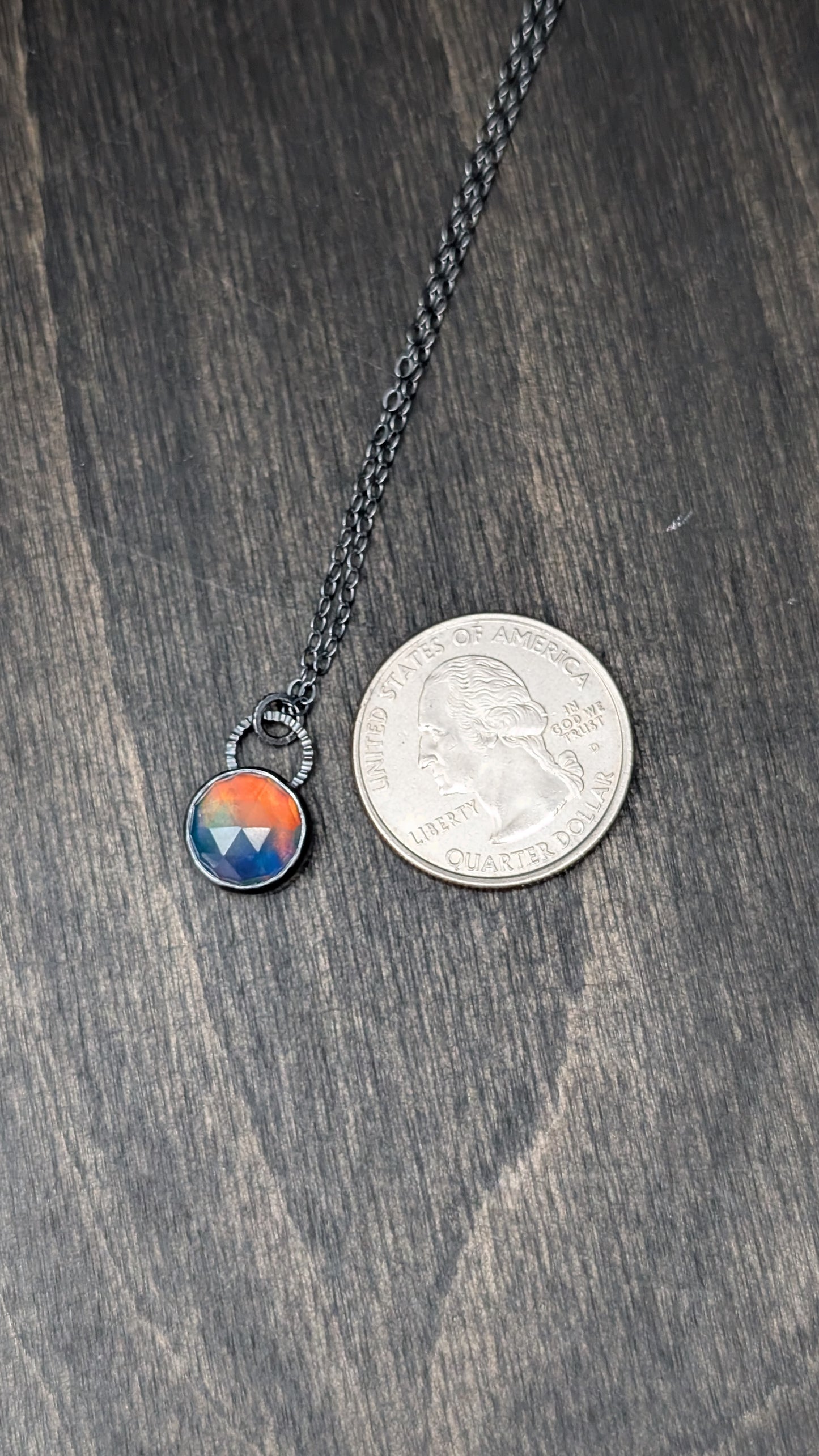 Aurora "Opal" Round Textured Sterling Silver Necklace