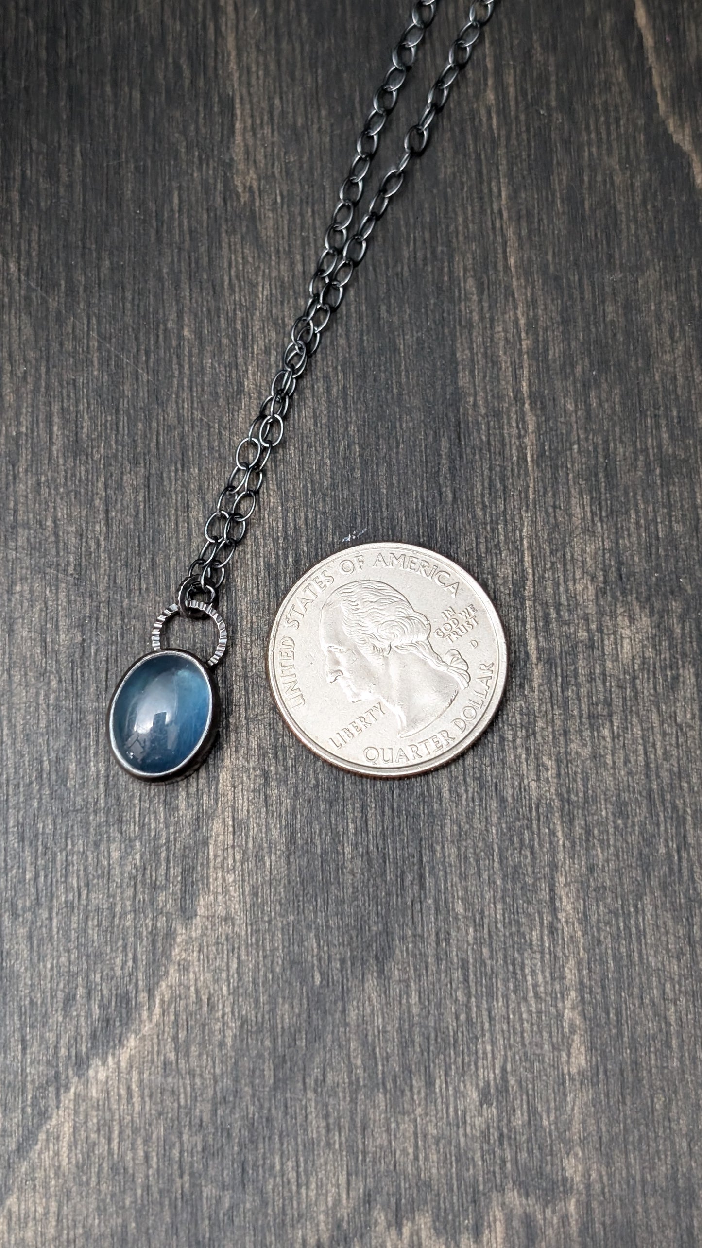 Aquamarine Oval Textured Sterling Silver Necklace