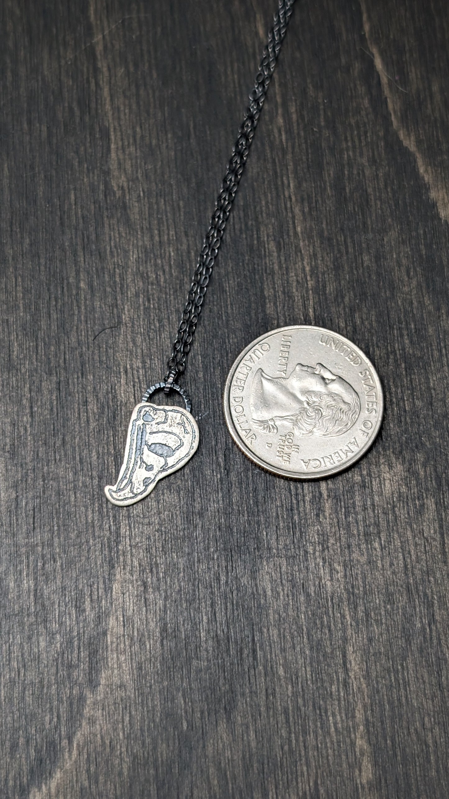 Owl Skull Sterling Silver Etched Necklace