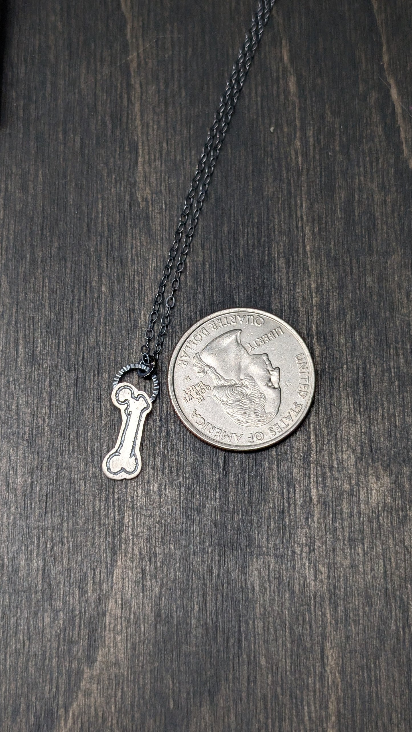 Femur Bone Sterling Silver Etched Necklace
