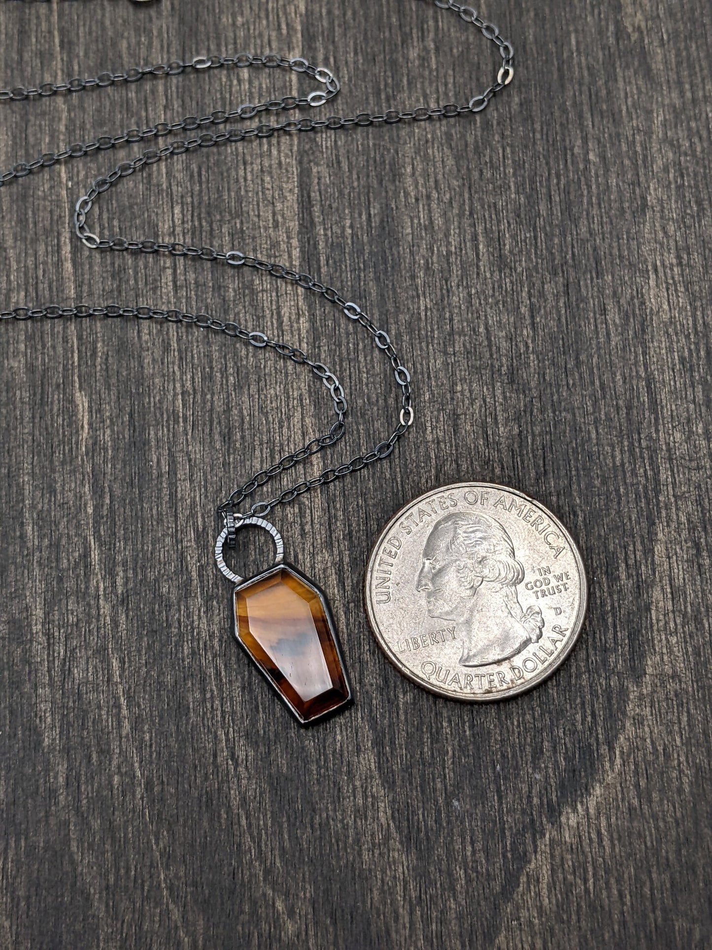 Montana Agate Coffin Textured Sterling Silver Necklace