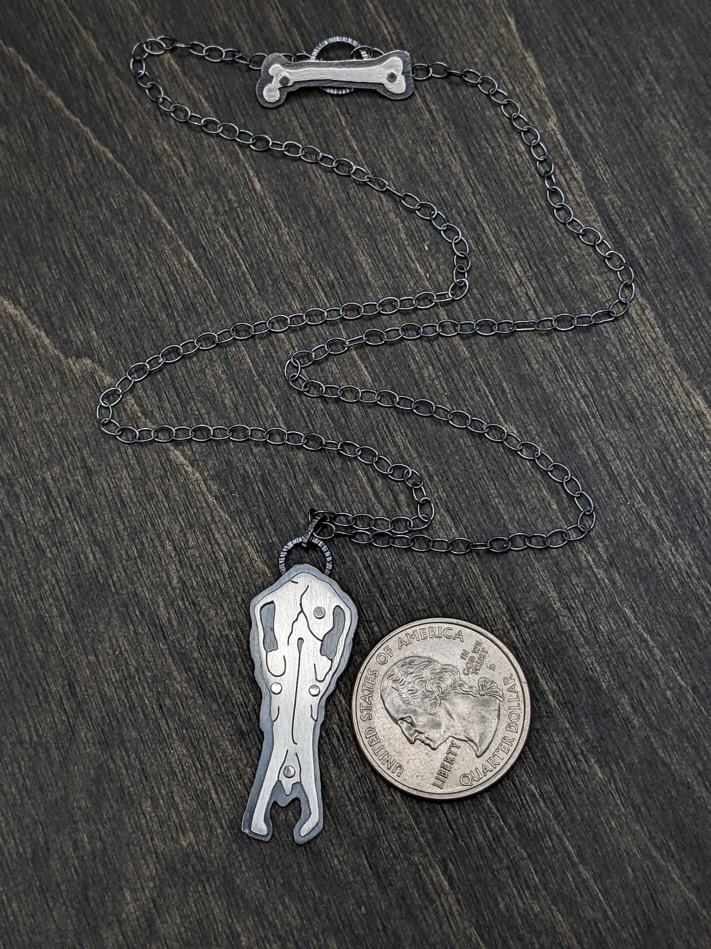 Platypus Sterling Silver Riveted Skull Necklace