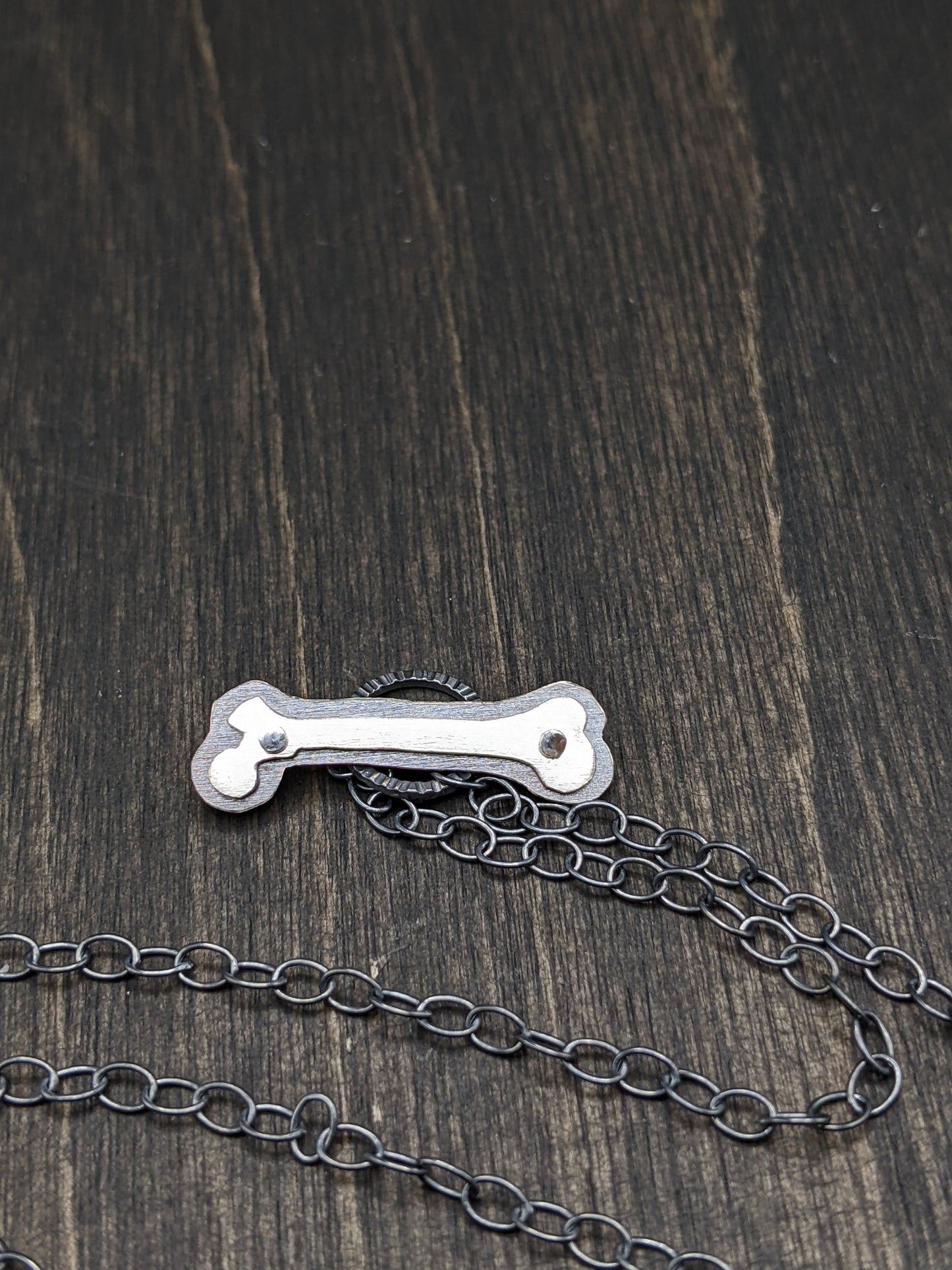 Sterling Silver Riveted Hissing Cat Skull Necklace