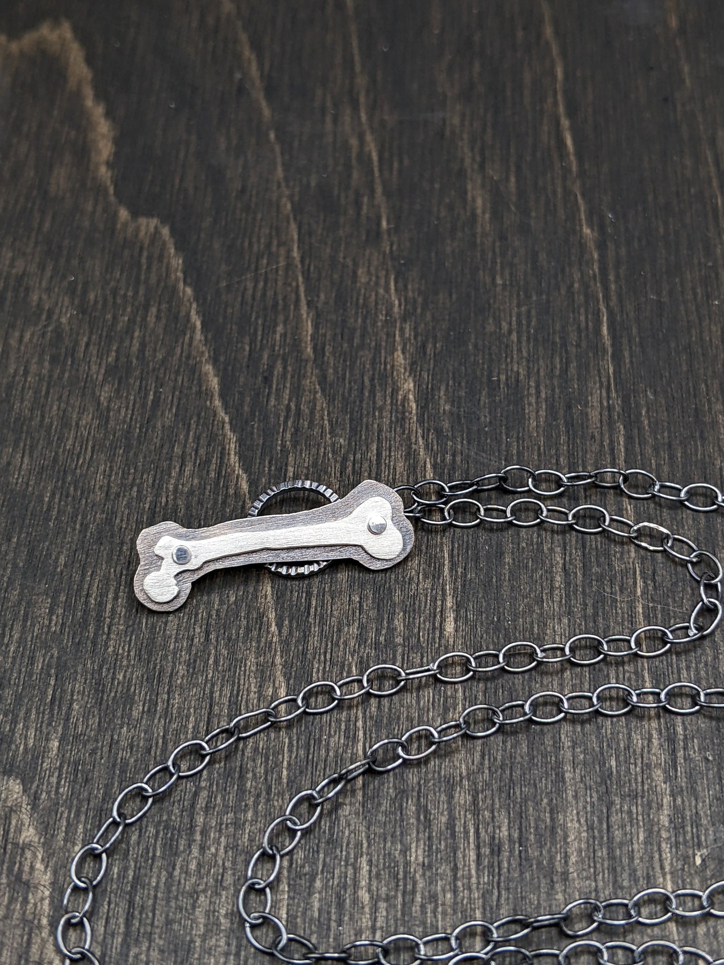 Jacksons Chameleon Sterling Silver Riveted Skull Necklace