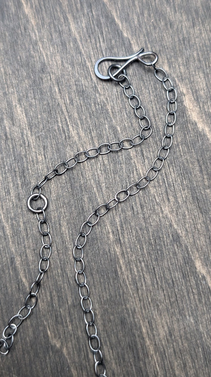 Peach Moonstone Textured Sterling Silver Necklace