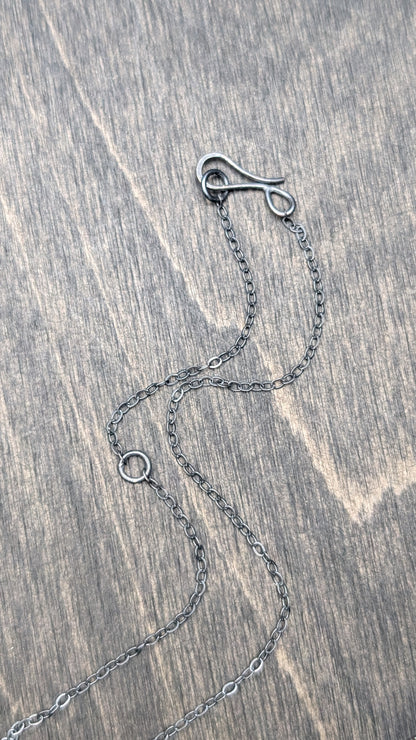 Thailand Blue Sapphire Teardrop Textured Sterling Silver Necklace