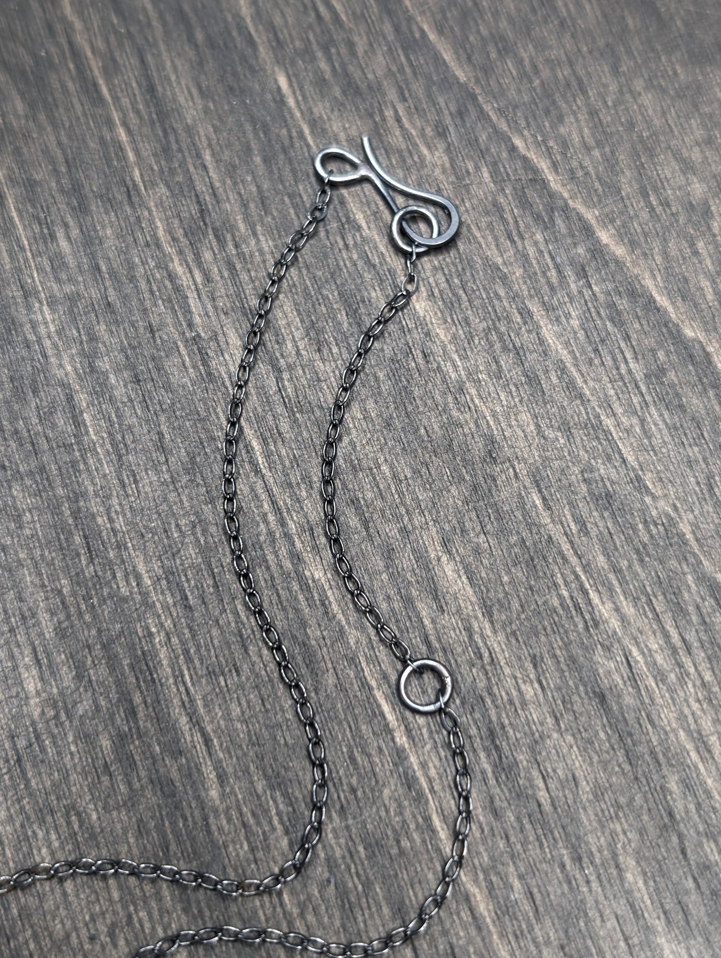 Serpentine Short Tablet Textured Sterling Silver Necklace