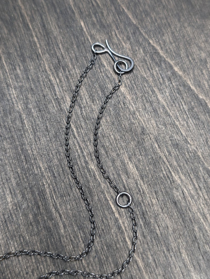 Serpentine Short Tablet Textured Sterling Silver Necklace