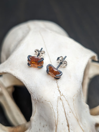 Faceted Oval Kyanite Sterling Silver Textured Stud Earrings