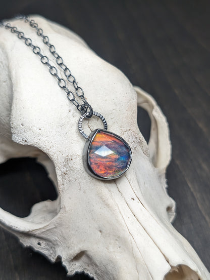 Aurora "Opal" Teardrop Textured Sterling Silver Necklace