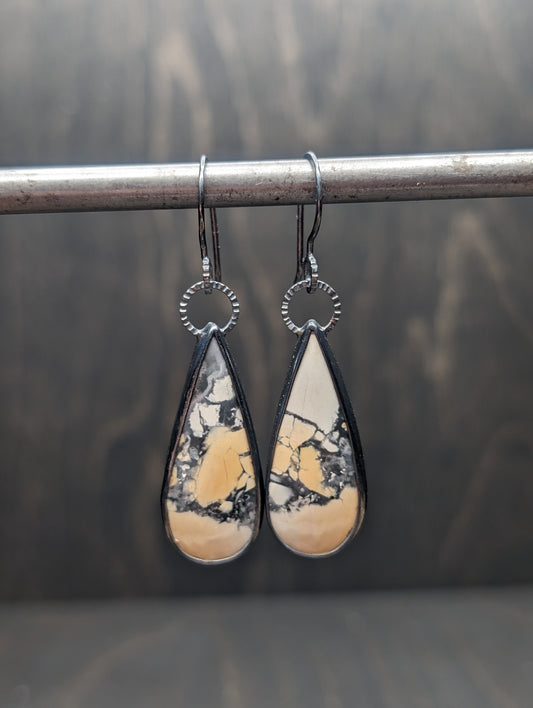 Maligano Jasper Textured Sterling Silver Dangle Earrings