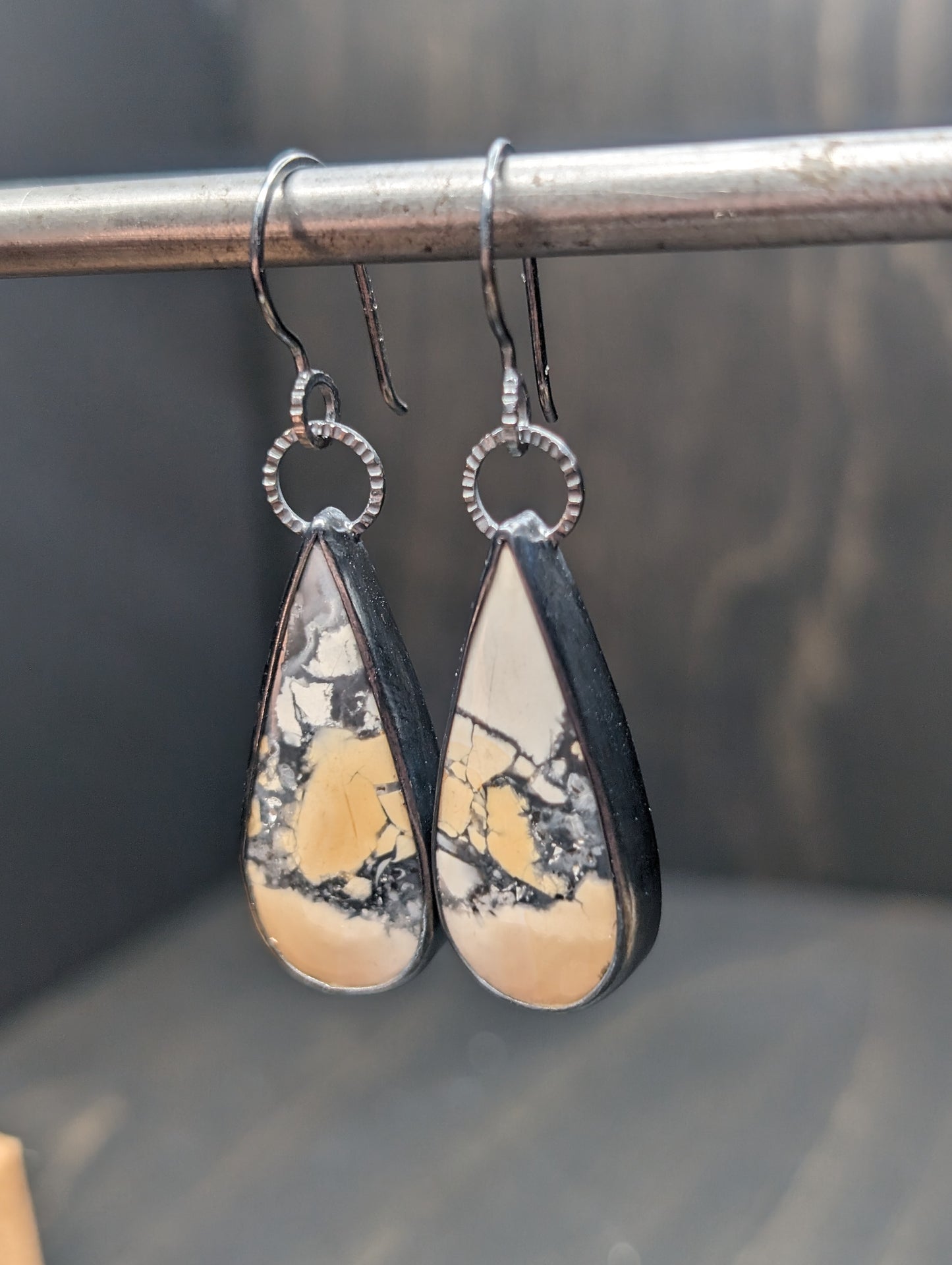 Maligano Jasper Textured Sterling Silver Dangle Earrings