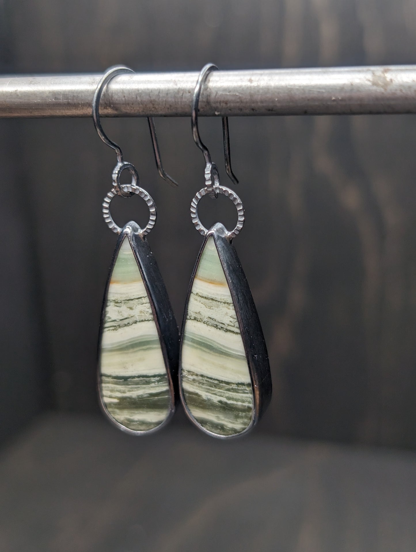 Serpentine Textured Sterling Silver Dangle Earrings