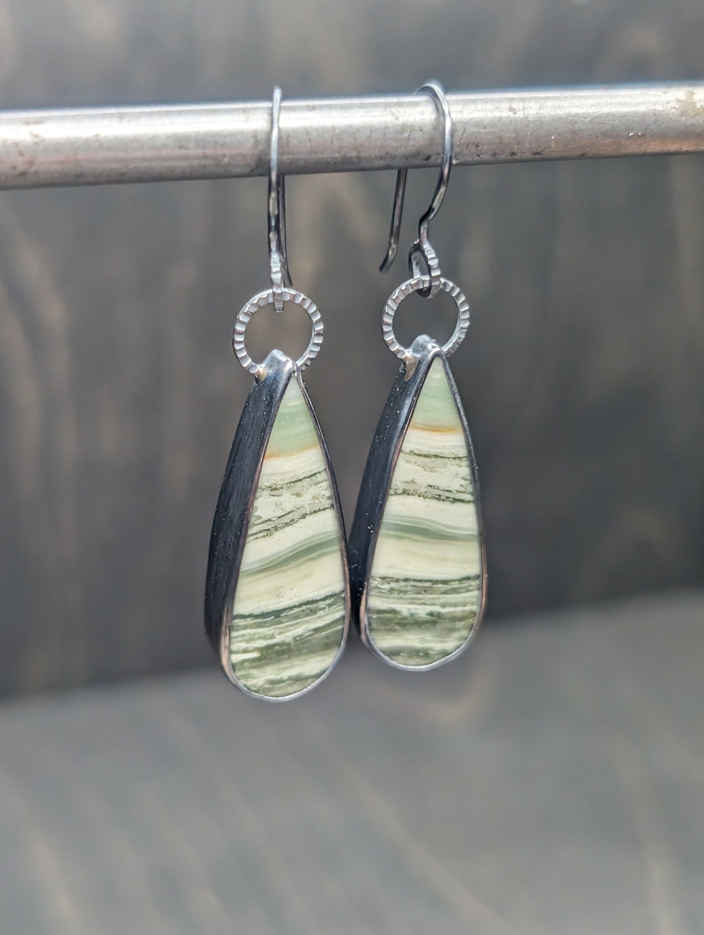 Serpentine Textured Sterling Silver Dangle Earrings