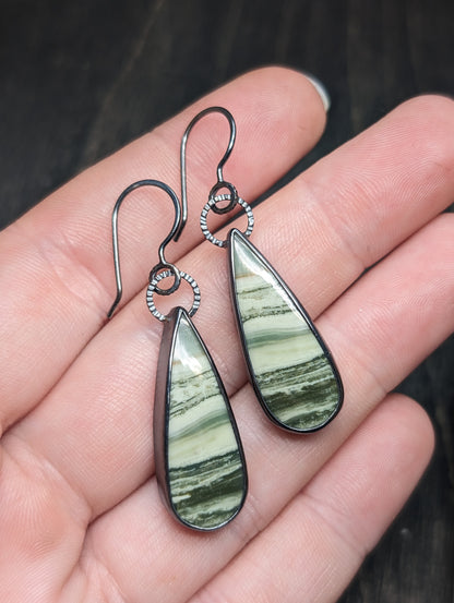 Serpentine Textured Sterling Silver Dangle Earrings