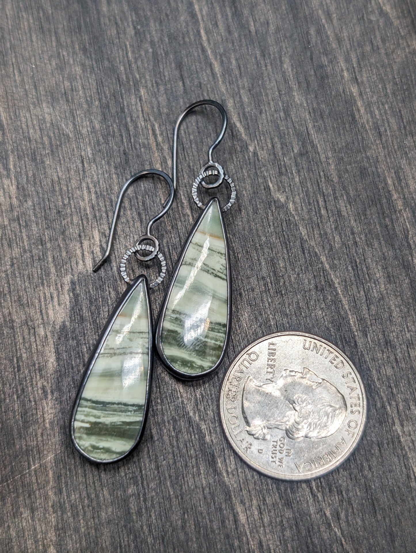 Serpentine Textured Sterling Silver Dangle Earrings