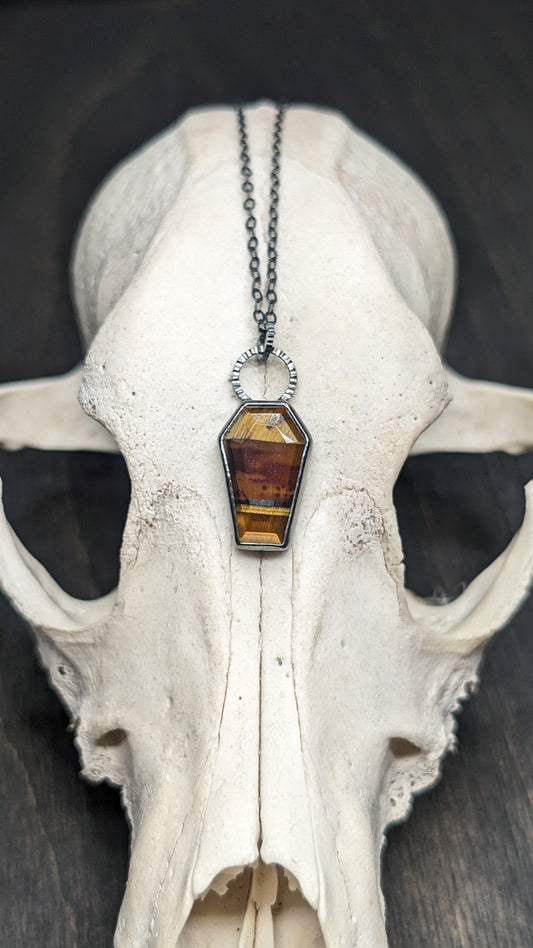 Tiger Iron Coffin Textured Sterling Silver Necklace