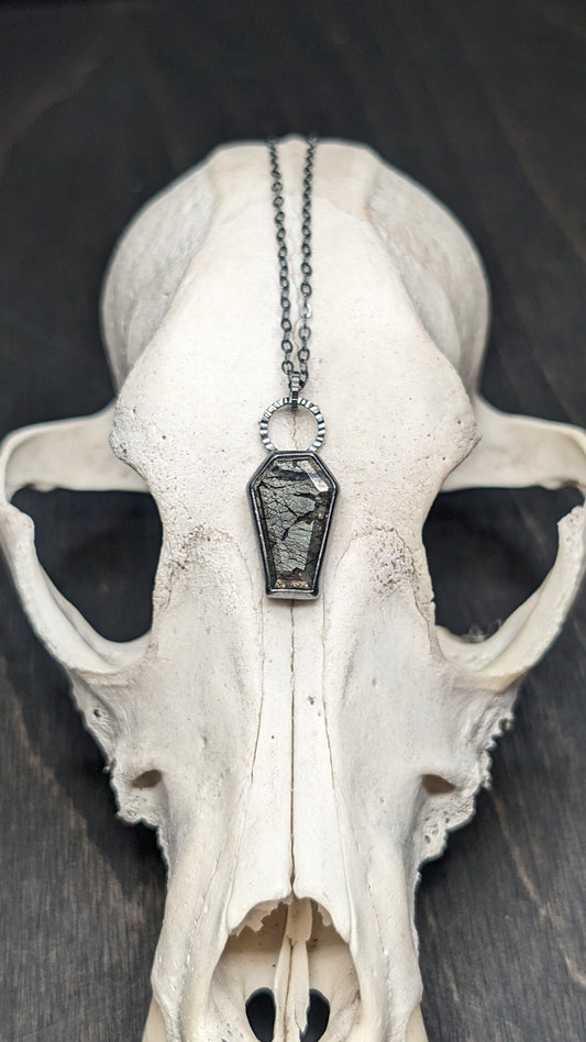 Marcasite Coffin Textured Sterling Silver Necklace