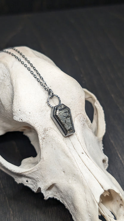 Marcasite Coffin Textured Sterling Silver Necklace