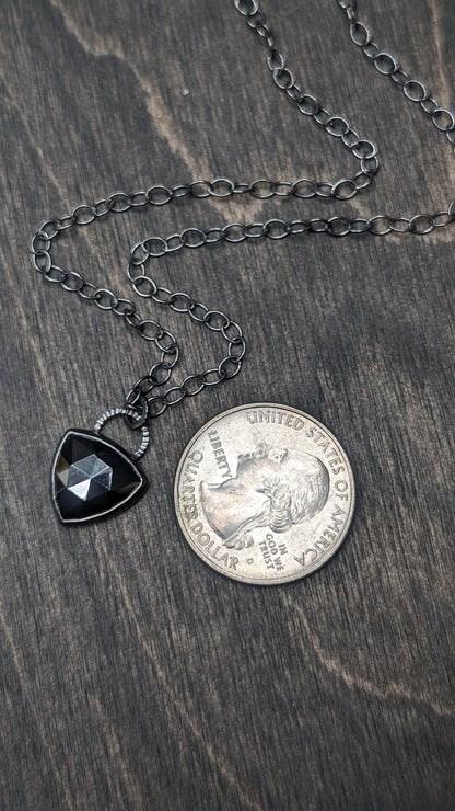 Rose Cut Hematite Textured Sterling Silver Necklace