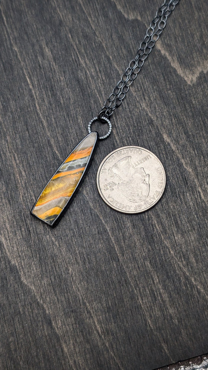 Bumble Bee Jasper Textured Sterling Silver Necklace
