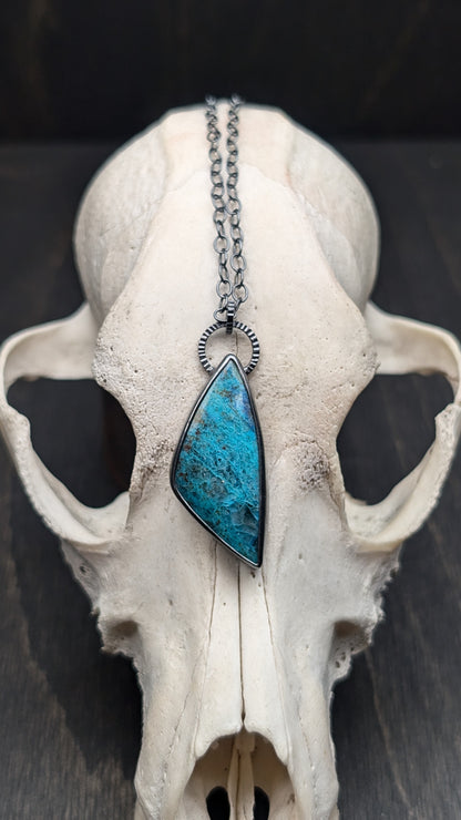 Chrysocolla Textured Sterling Silver Necklace