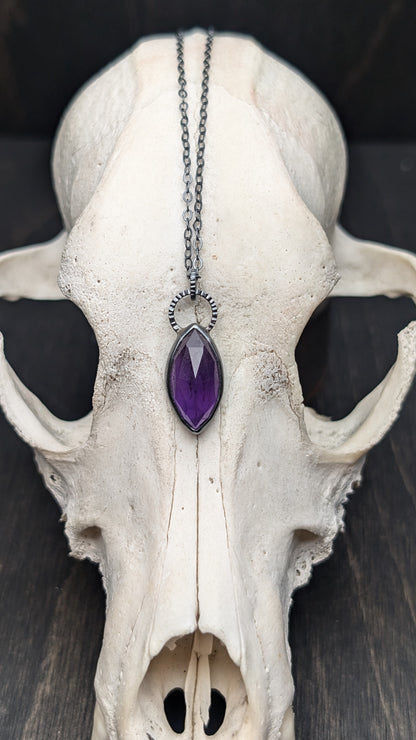 Amethyst Textured Sterling Silver Necklace