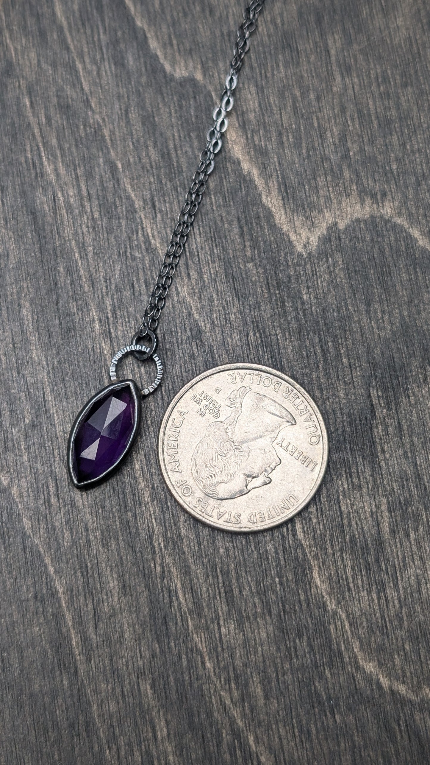 Amethyst Textured Sterling Silver Necklace