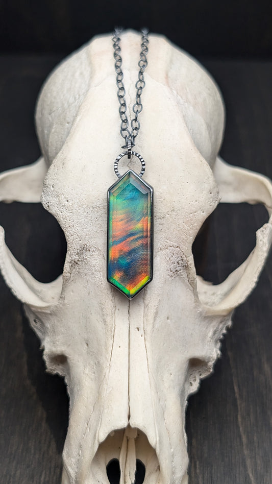 Aurora "Opal" Tablet Textured Sterling Silver Necklace