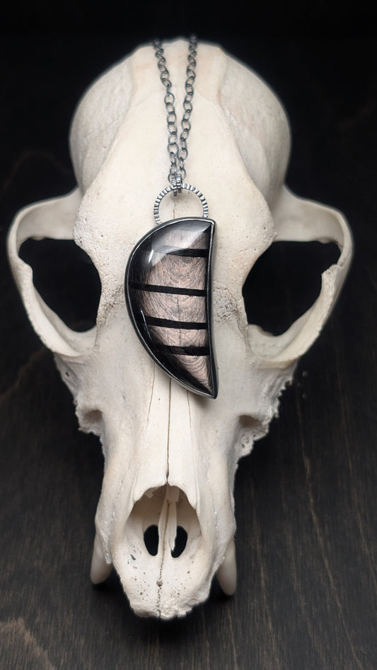 XL Hypersthene Textured Sterling Silver Necklace