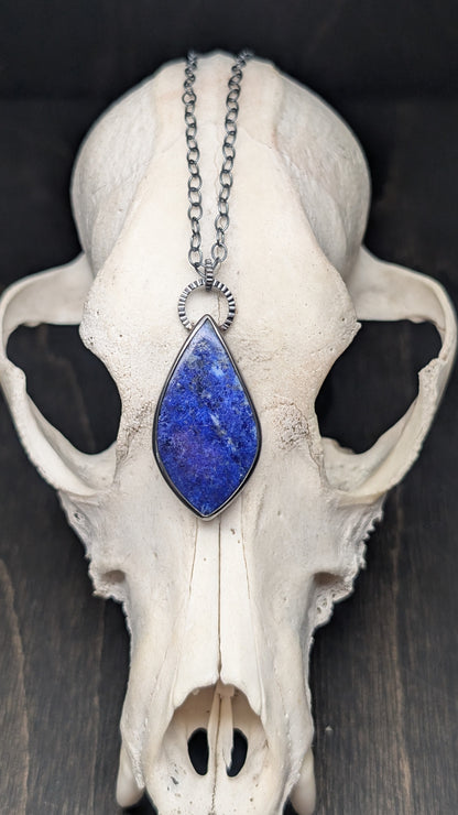 Lapis Lazuli Textured Sterling Silver Necklace
